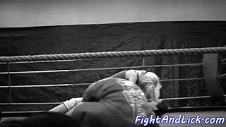 Big titted Euro babe wrestles shaved pussy licking into lesbian 69 frenzy