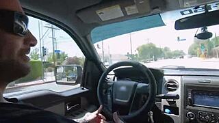 after tattoo session curvy stella blows then rides fat cock in car publicly