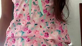 Innocent Pajama Girl Caught Flashing Tits on Spy Cam!