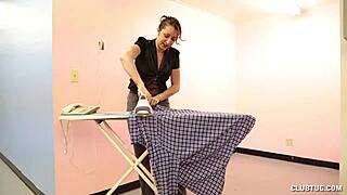 hot housewife strokes cock with expert home handjob skills