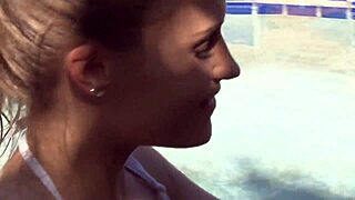 lesbian tennis players move to steamy poolside passion under the sun