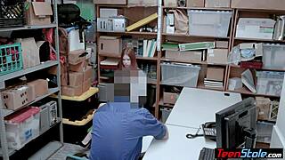 Irish redhead teen shoplifter surrenders to officer's huge cock pounding.