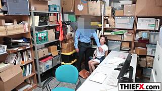 Teen Office Worker Punished By Cop's Monster Cock Or Burglar