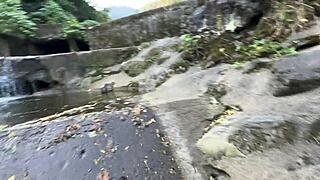 Brazilian Lesbians Get Wet in Waterfall First-Time Homemade Pussy Play