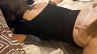 clothed french slut in black satin dress heels stockings anal rimming dogging