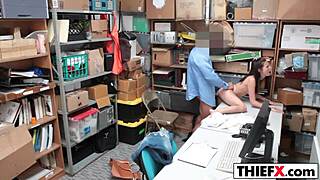 Teen Office Worker Punished By Cop's Monster Cock Or Burglar