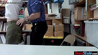 Irish redhead teen shoplifter surrenders to officer's huge cock pounding.