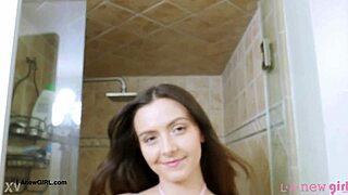 brunette takes steamy shower refresh
