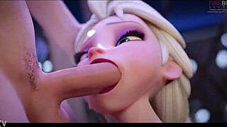 elsa tempts with her first sloppy deepthroat plunge