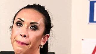 Spex UK babe aggressively gulps cock in heated interview.