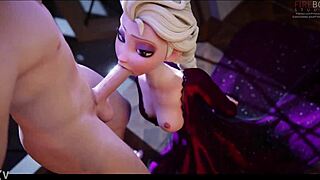 elsa tempts with her first sloppy deepthroat plunge