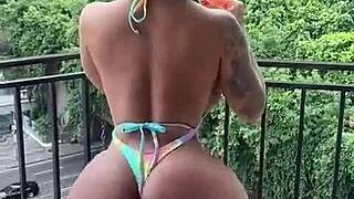 enormous brazilian latina ass and big tits masturbation show