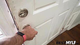 mature blonde dee decorates then hears noises leading to sofa fun