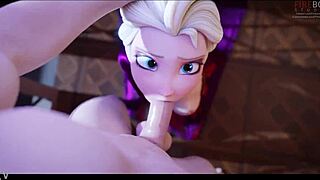 elsa tempts with her first sloppy deepthroat plunge