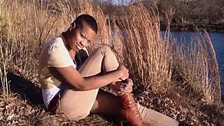 He obsesses over sexy red slut's wet deepthroat on monster cock.