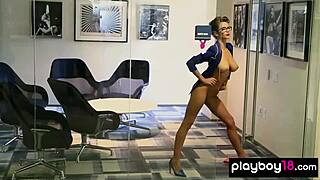 Hot Secretary Emily Agnes Copies Massive Tits Office Stripping!