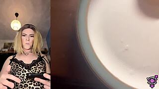 jessica bloom edges her big dick trans cock then eats cum cookie