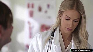 busty doctor seductively examines and deepthroats patient's monster cock