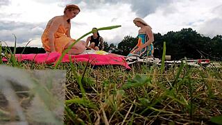 i flash my bare pussy and ass outdoors in tiny lingerie miniskirt and summer dress for voyeur thrills