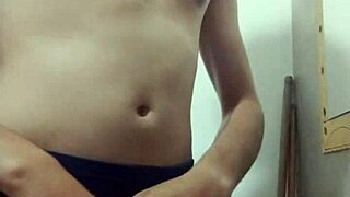 Skinny babe undresses in bathroom for solo cock tease