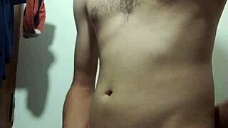 Skinny babe undresses in bathroom for solo cock tease