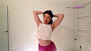 College Coed's Tiny Miniskirt Hides White Panties Tease for Night Out Voyeur Peek