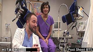 Patient moans wildly from hitachi vibrator orgasm by sexy nurse jackie banes
