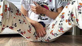 Slim Pajama Teen Fingers Tight Pussy to Gushing Squirt Climax