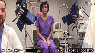 Patient moans wildly from hitachi vibrator orgasm by sexy nurse jackie banes