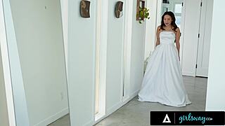 krystal davis spots kimmy kimm in wedding dresses and begs for one last hot lesbian fuck girlsway