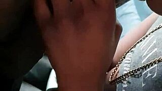 Tiny Ebony Tits Slut Sucks Cock for Facial Cumshot Blast