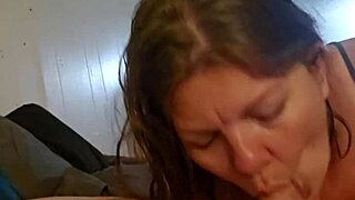 passionate couple dives into eagle blowjob with panties aside and cum in mouth finale
