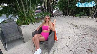 hot milf takes two huge cocks in bikini threesome outdoors