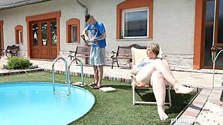 curvy bbw femdom sits on face demands pool cleaned right now