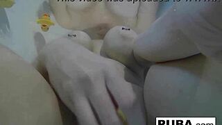 nadia looks so sexy bathing with those big tits and rubber duckies 🛁🍑