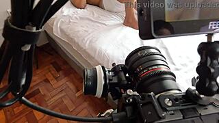 backstage couple action with latina babe squirting on big interracial cock behind scenes