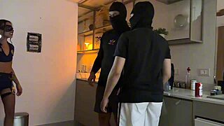 police carnival turns into wild dpv creampie orgy with skinny brunette and assaltants