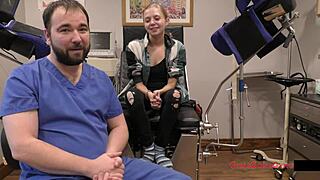 petite nurse ava siren spreads gaping pussy for patient backstage fetish play