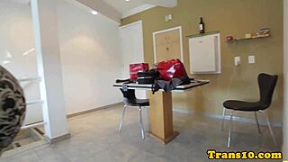 hey check out this bubblebutt latina shemale bouncing her round tanned ass in heels and bra with piercings and tattoos