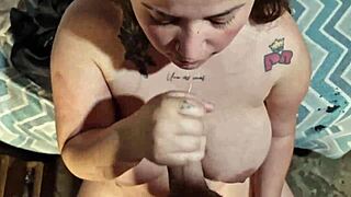 chubby wife slurps boyfriend's fat cock on anniversary special!