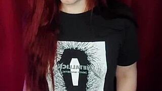 Redhead Enters Backstage Craving Intense Big Ass Solo Action