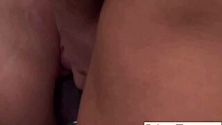 brunette jennyfer bends over outdoors for wild double penetration pounding