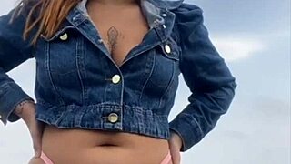 Teasing beach flash leaves him rock hard for my grip