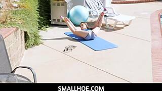 petite lily glee eyes her fitness instructor's huge tool during private session