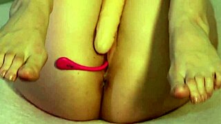 sexy blonde babe's big tits quiver in cute toy masturbation bliss