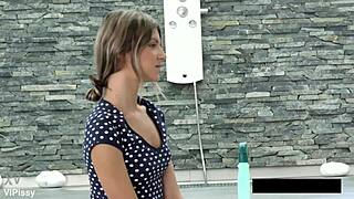 megan rain and gina gerson share wet lesbian kisses and licks in close-up toy play