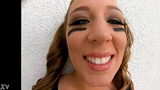 Febby Twigs' Cute Cheerleader POV Deepthroat Cum Swallow