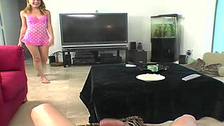 Elli's sexy teen mouth devours dick and catches every cum drop