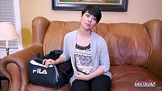 jae scott's wet shaved pussy takes deep pounding