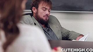 Bubbly brunette teen pounds teacher's cock in hardcore fantasy frenzy